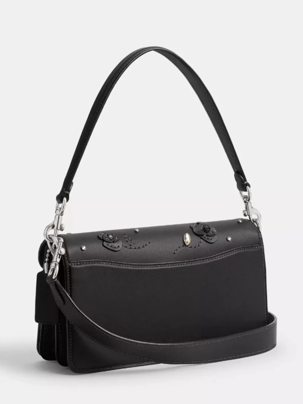 COACH Tabby 26 Shoulder Bag Floral Applique Crystal Embellishment